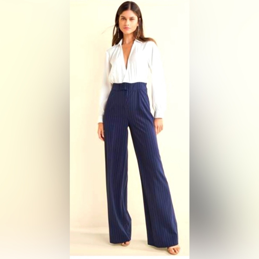 Blue and White Pinstripe Jumpsuit